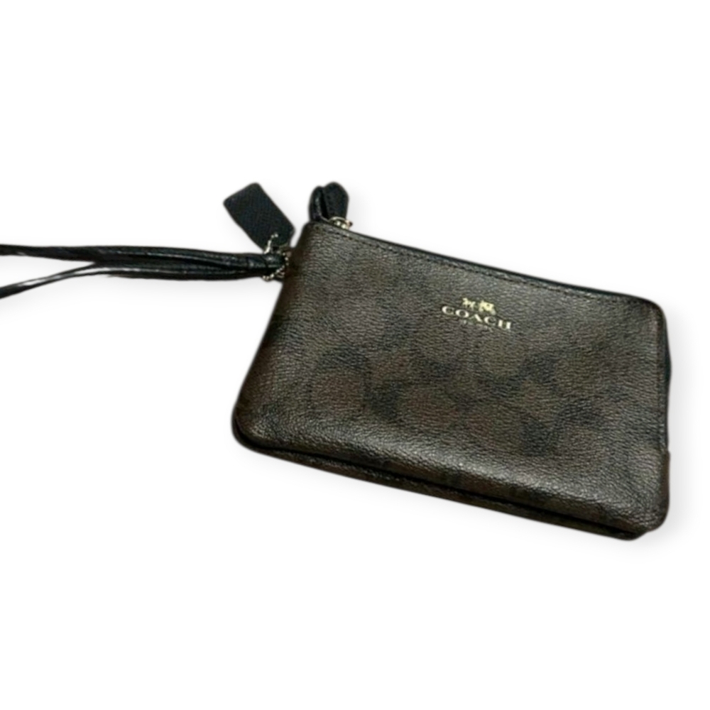 Coach Brown Double Zipper Wristlet